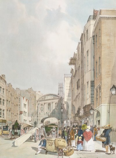 ストランドの「Temple Bar」、「London As It Is」の彫刻、パブ。アーティスト、1842 作： Thomas Shotter Boys